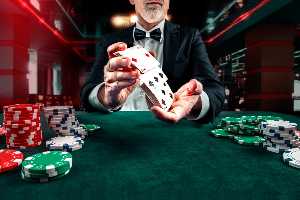 Croupier,Or,Casino,Dealer,At,Gambling,Club,Or,Casino.,Close